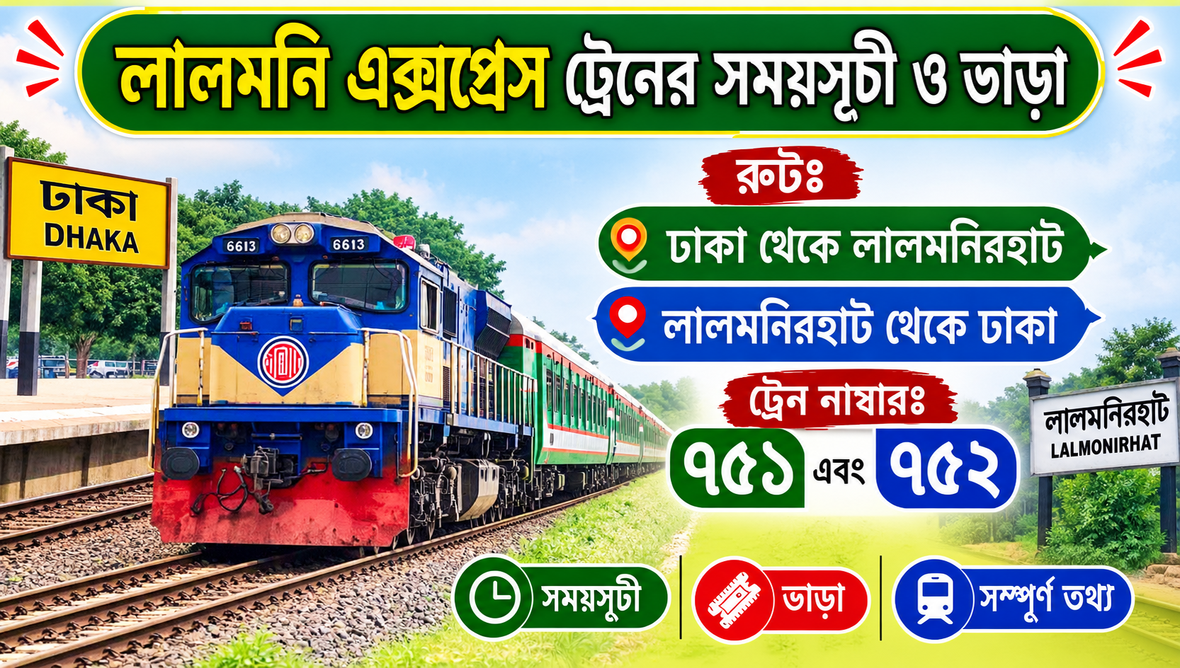 লালমনি এক্সপ্রেস ট্রেনের সময়সূচী ও ভাড়া
