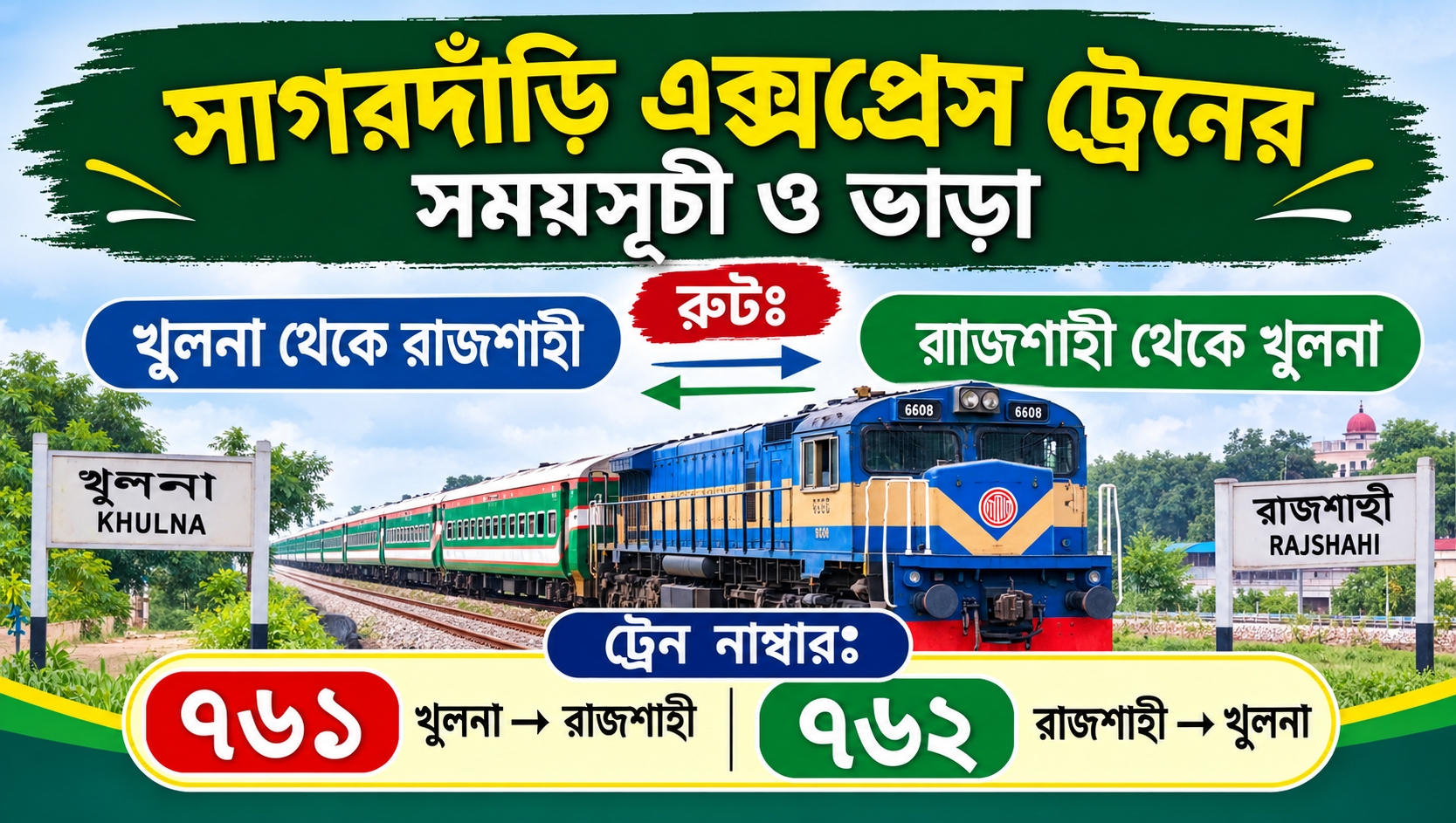 সাগরদাঁড়ি এক্সপ্রেস ট্রেনের সময়সূচী ও ভাড়া